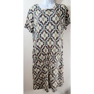 Crazy Train Beige Green Black Aztec Print Romper XL Lightweight Soft Stretch
